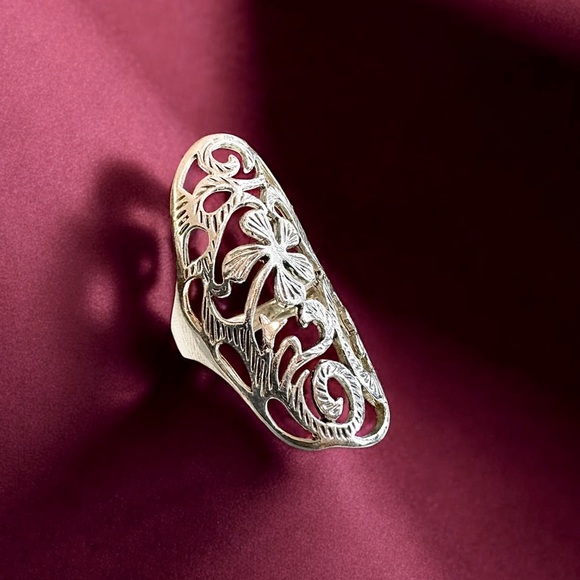 Floral Filigree Sterling Silver Ring - Picture 2 of 8